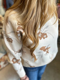 Oatmeal Floral Jacquard Sweater