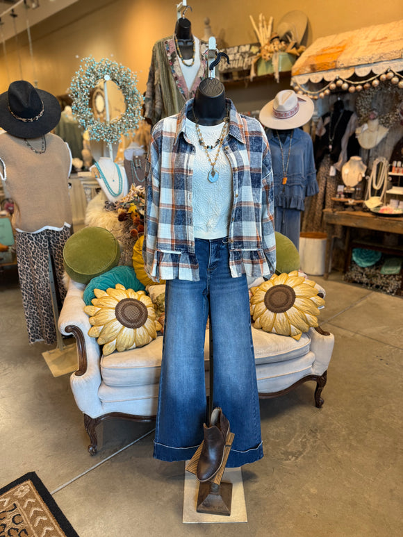 Orange and Blue Ruffle Shacket