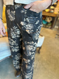 Brown or Black Floral Twill Pant