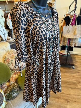 Leopard Print Dress w/Ruffles