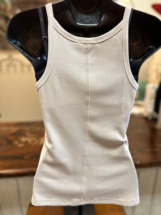 Clay or Oatmeal Thin Strapped Tank Top
