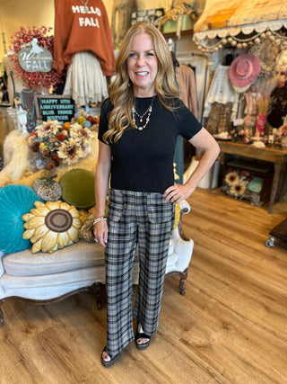 Black  or Coco Plaid Pant