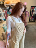 Latte Daisy Patch Overalls