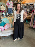 Black Daisy Embroidered Jumpsuit