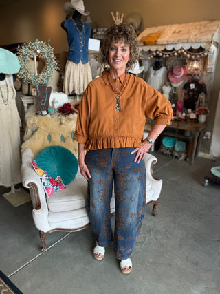 Clay Ruffle Hem Blouse