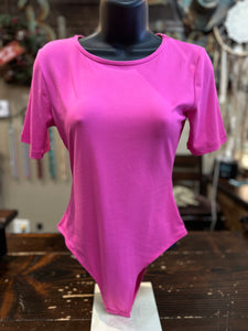 Basic Bodysuit in Ivory or Hot Pink