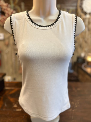 Ribbed Sleeveless Top in Black, Caramel and Oatmeal