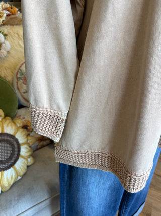 Clay Mineral Washed Contrasting Knit Top