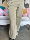 Tie Strap Twill Overalls in Denim, Light Camel and Violet