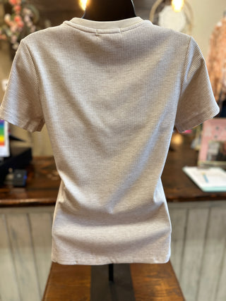 Oatmeal Rib Knit Top