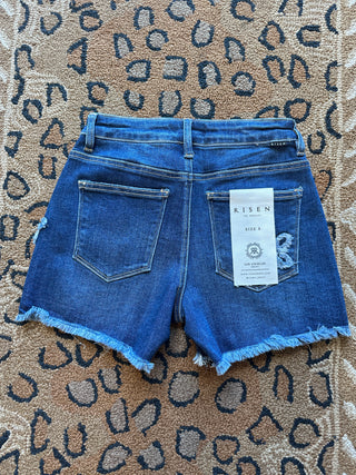Risen Flower Patch Denim Shorts