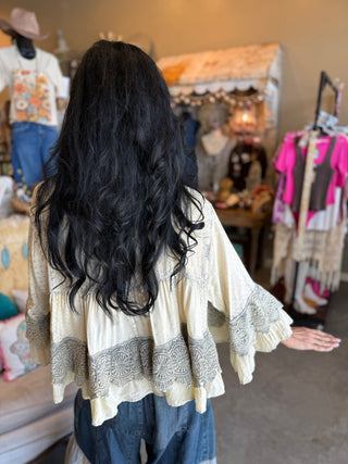 Boho Patchwork Lace and Ruffle Jacket