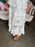 White or Natural Crochet and Lace Skirt