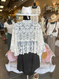 Natural or White Crochet and Lace Cardi