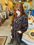 Black and Camel Floral Print Mini Dress
