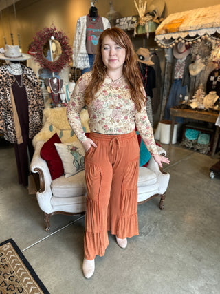 Tiered Pant in Black, Brown and Sienna