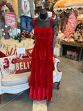 Red Velvet Tiered Dress