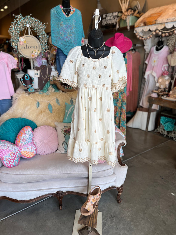 Ivory Daisy Embroidered Dress