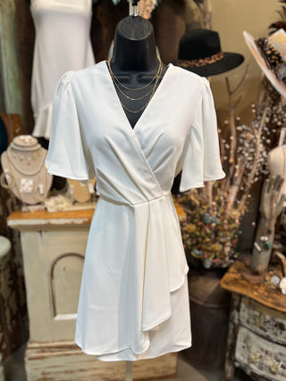 White Wrap Mini Dress