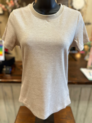 Oatmeal Rib Knit Top