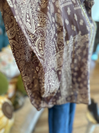 Brown Paisley Print Blouse