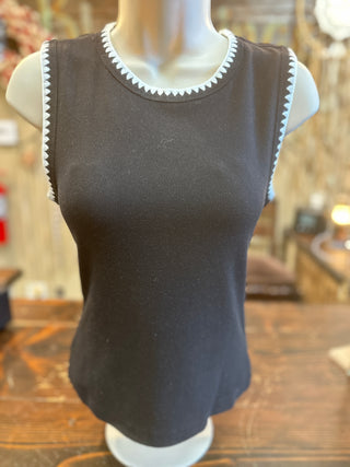 Ribbed Sleeveless Top in Black, Caramel and Oatmeal