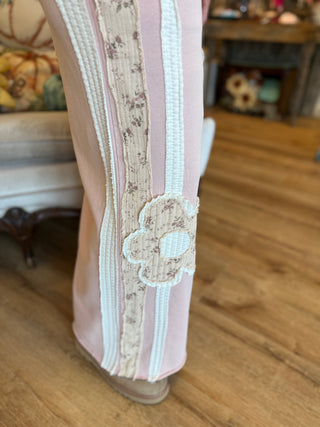 Mauve Flower Patch Terry Knit Pant