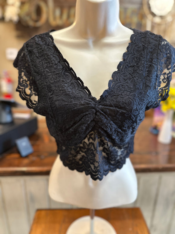 Ivory or Black Lace Bralette