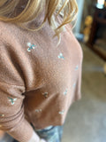 Rust Floral Embroidery Sweater