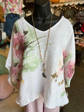 White Floral Linen Shirt