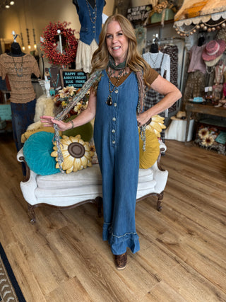 Denim Ruffle Overalls