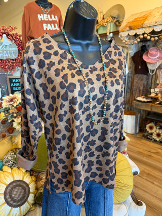 Leopard Print Knit Pullover Sweater
