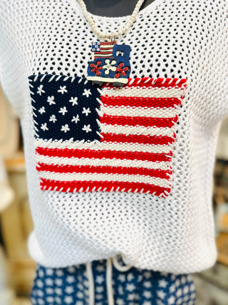 USA Flag Knit Top