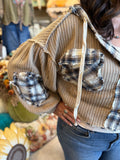 Hazelnut or Rosewood Plaid Patch Hoodies