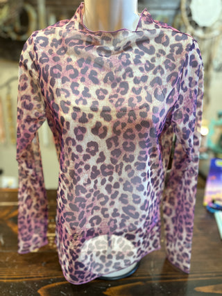 Leopard Print Mesh Top