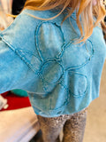 Ecru, Red, Teal, Orchid or Watermelon Flower Patch Pullover