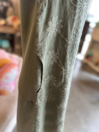Linen Embroidery Mini Dress in Black, Khaki, White or Red