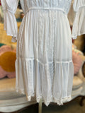 White or Camel Boho Midi Dress