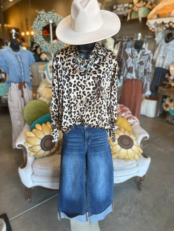 Leopard Print Silky Blouse