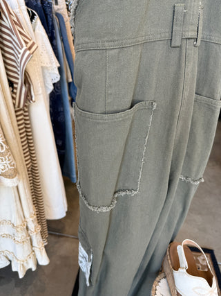 Olive Patch Overalls