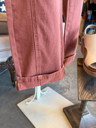 Rust Barrel Leg Cropped Jean