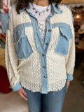 Denim and Lace Patch Shacket