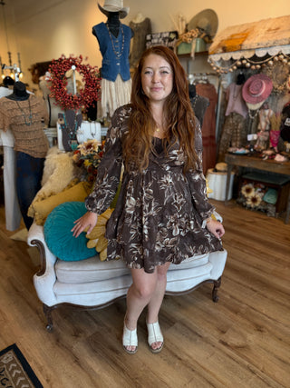 Mocha Brown Tiered Dress