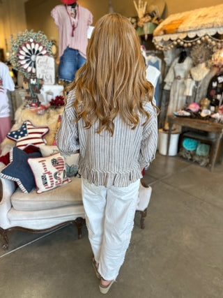 Coco Striped Ruffle Blouse
