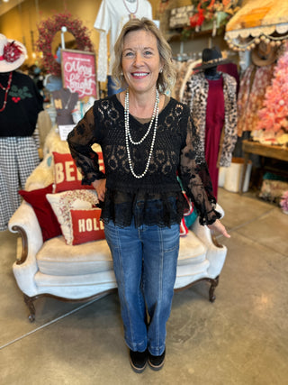 Black or Natural Crochet and Lace Cardi