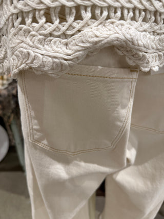Risen Ivory High Rise Crop Wide Leg Jean