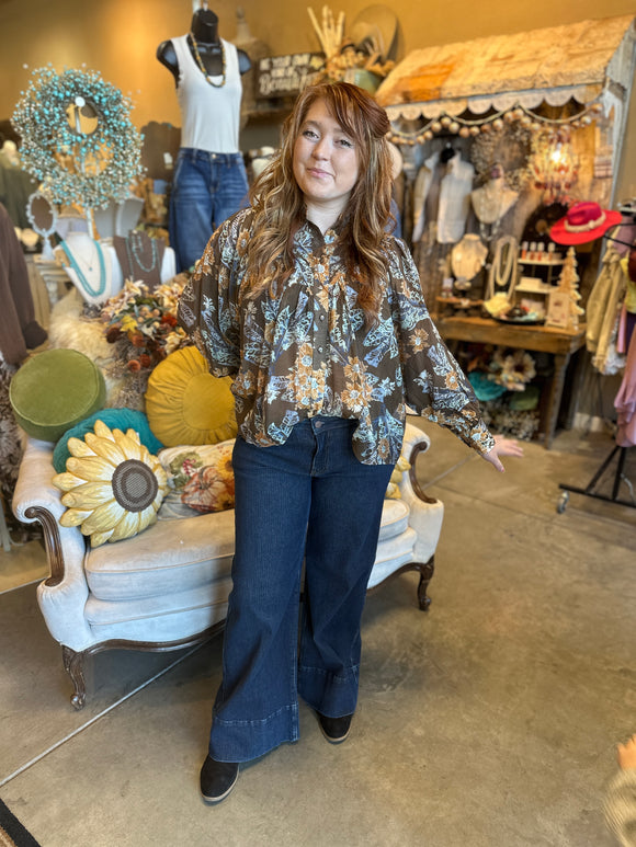 Mocha Bloom Blouse