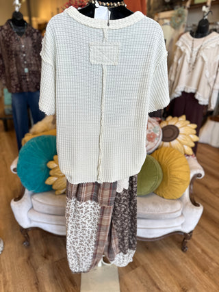Cream or Black Waffle Weave Top