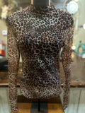 Brown Leopard Mesh Top