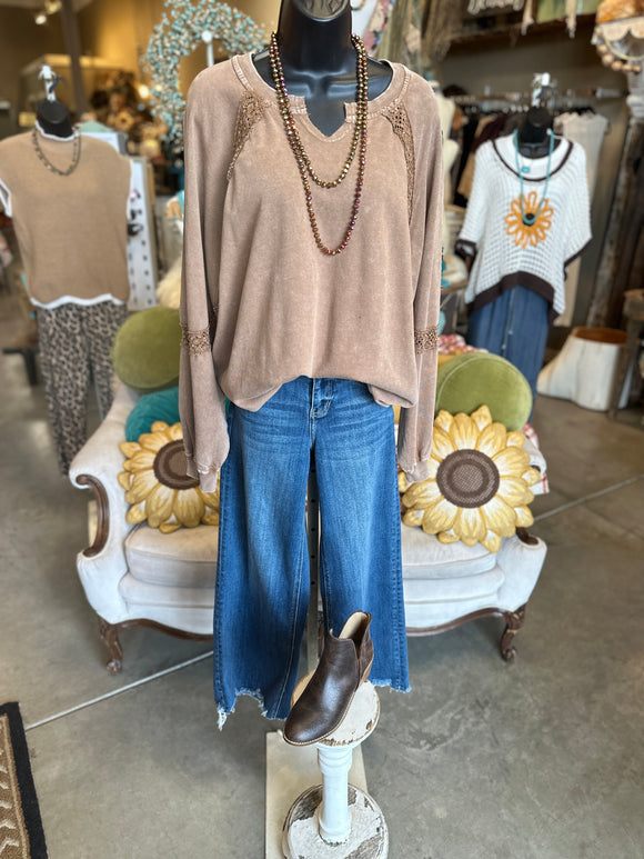 Mocha Crochet Tape Top